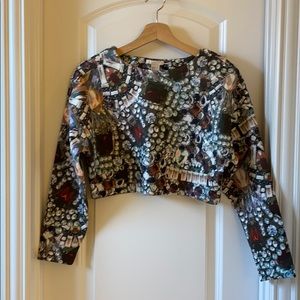 Jewel print scuba crop top.